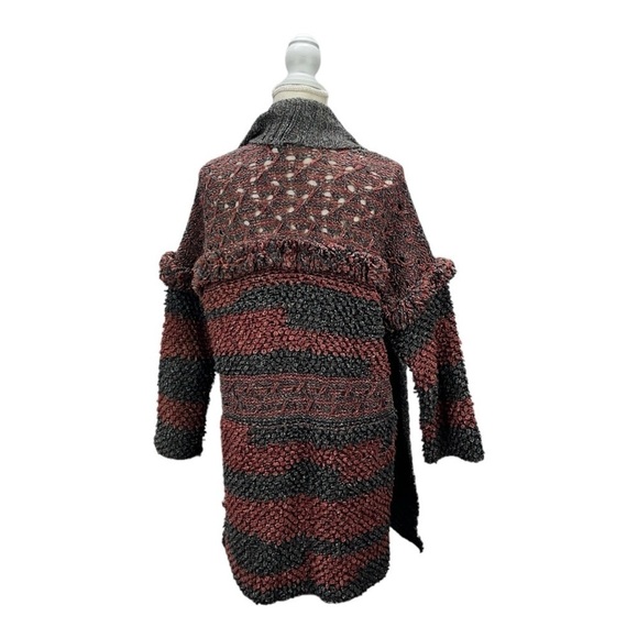 ecoté Urban Outfitters Fringe Open Cardigan Longline Womens XS /S Rust Gray Knit - Picture 5 of 10